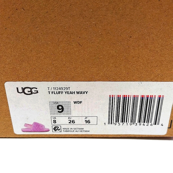 UGG Pink T Fluff Yeah Wavy Slippers Size 9 US girls toddler-SOLD OUT EVERYWHERE! - Picture 3 of 7